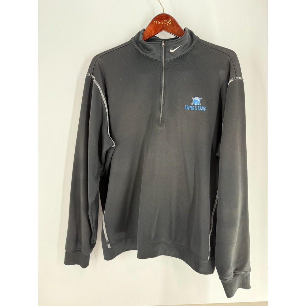 Nike Golf Therma Fit Quarter Zip Boeing Classic Golf Tour Stand Collar Top Black